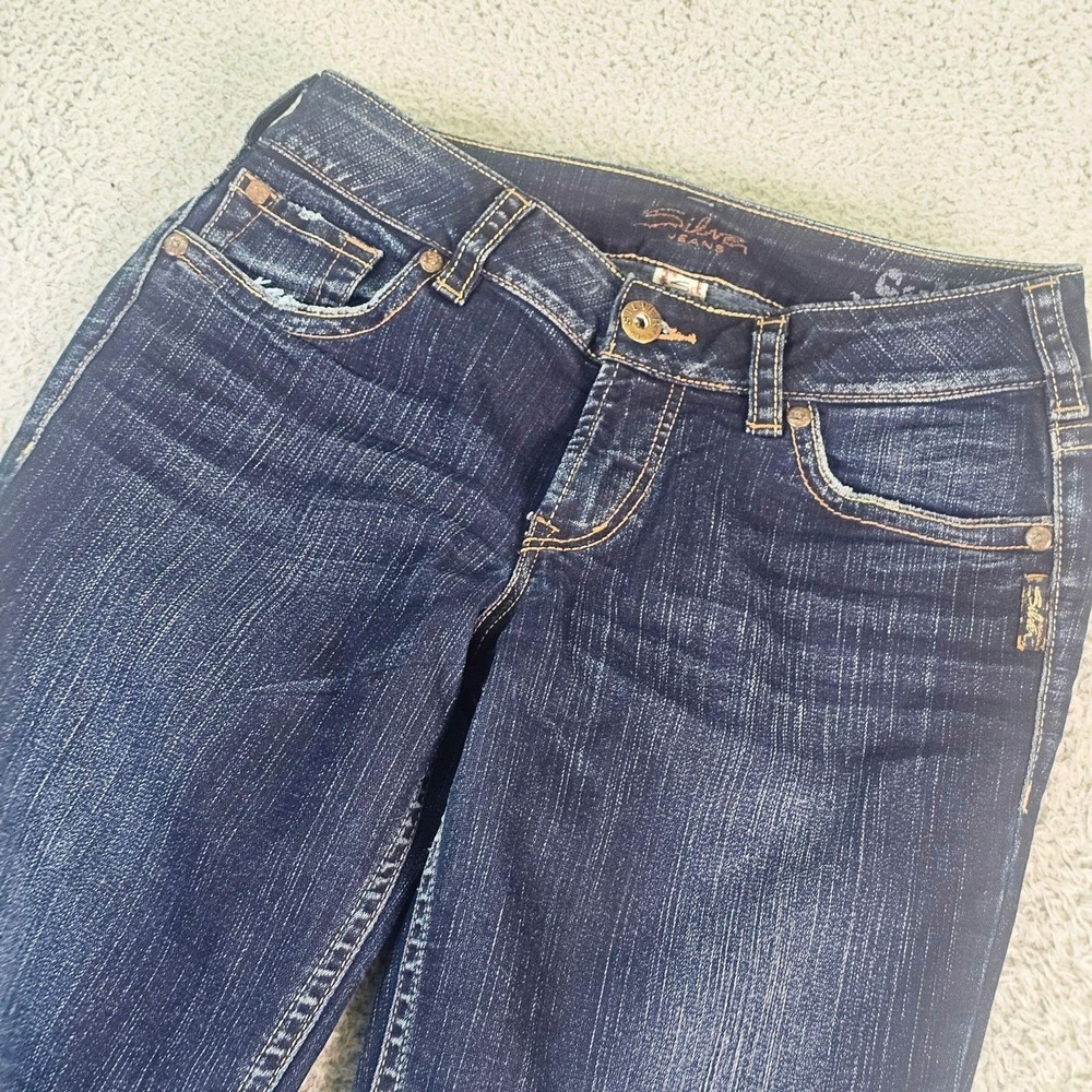 Silver Suki Bootcut Jeans Womens 29x32 Blue Medium Wash Distressed Stretch Denim
